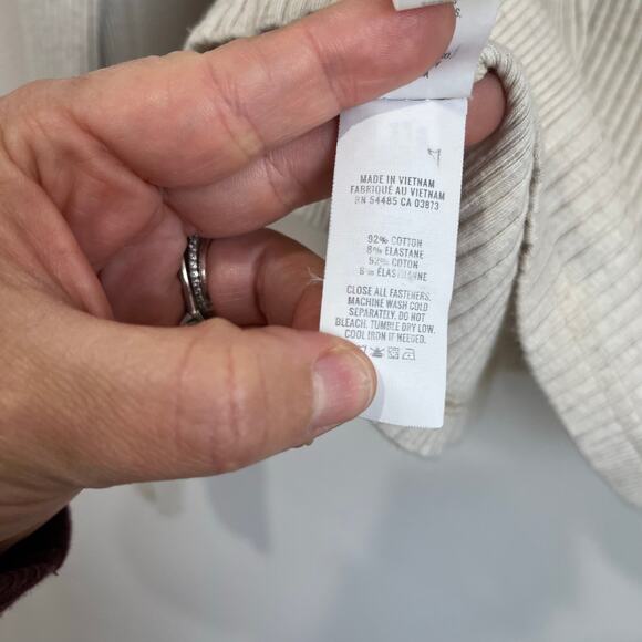 Aerie Ribbed Henley Long Sleeve Cream Soft Knit Casual Loungewear Top XL - Picture 6 of 8